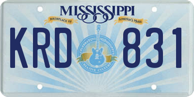 MS license plate KRD831