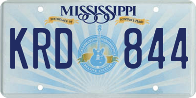 MS license plate KRD844