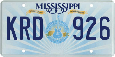 MS license plate KRD926