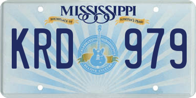 MS license plate KRD979