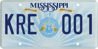 MS license plate KRE001