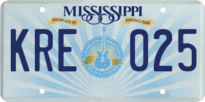 MS license plate KRE025