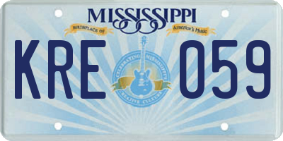 MS license plate KRE059