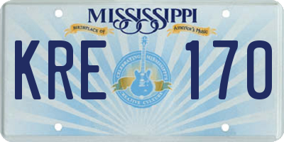 MS license plate KRE170