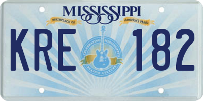 MS license plate KRE182
