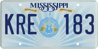 MS license plate KRE183