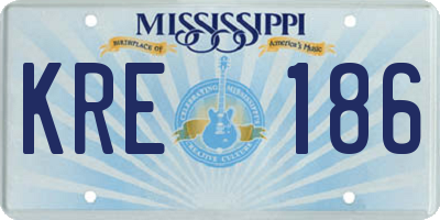 MS license plate KRE186
