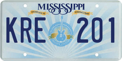 MS license plate KRE201