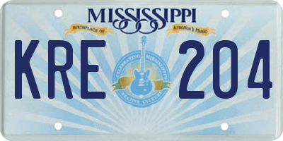 MS license plate KRE204