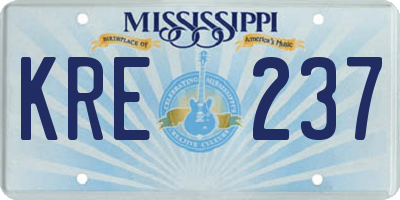 MS license plate KRE237