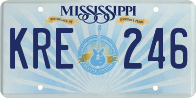 MS license plate KRE246