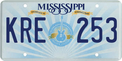 MS license plate KRE253