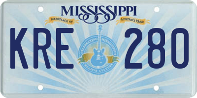 MS license plate KRE280