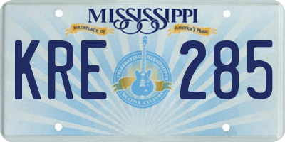 MS license plate KRE285