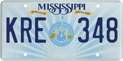 MS license plate KRE348