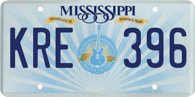 MS license plate KRE396
