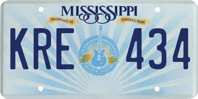 MS license plate KRE434