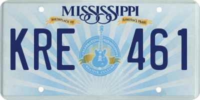 MS license plate KRE461