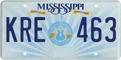 MS license plate KRE463