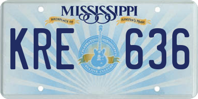 MS license plate KRE636