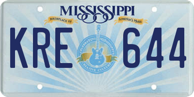 MS license plate KRE644