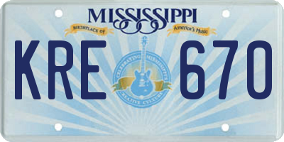 MS license plate KRE670
