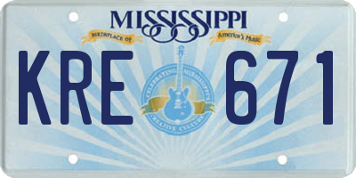 MS license plate KRE671