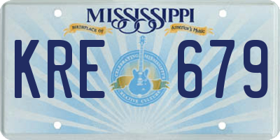 MS license plate KRE679
