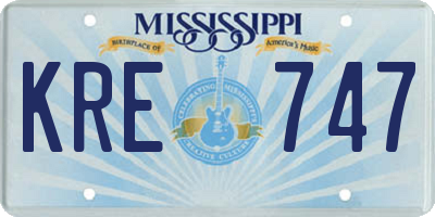 MS license plate KRE747