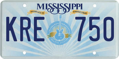 MS license plate KRE750
