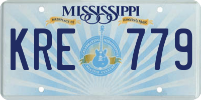MS license plate KRE779