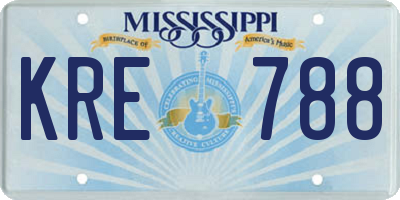 MS license plate KRE788