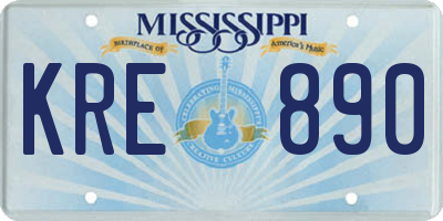 MS license plate KRE890