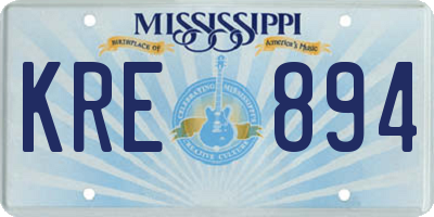 MS license plate KRE894