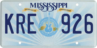 MS license plate KRE926