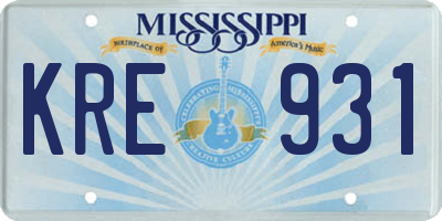 MS license plate KRE931