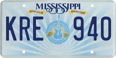 MS license plate KRE940