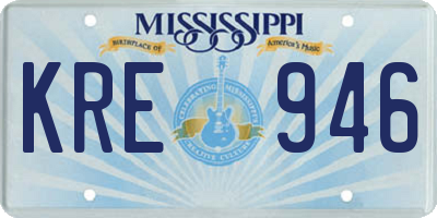 MS license plate KRE946