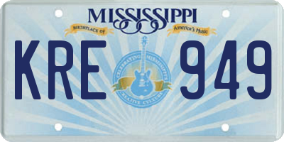 MS license plate KRE949