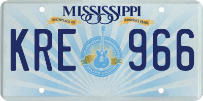 MS license plate KRE966