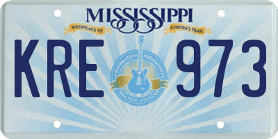 MS license plate KRE973