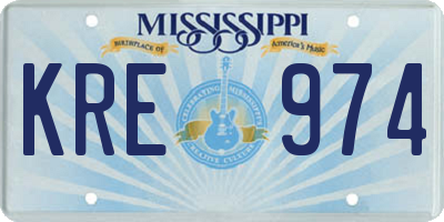 MS license plate KRE974