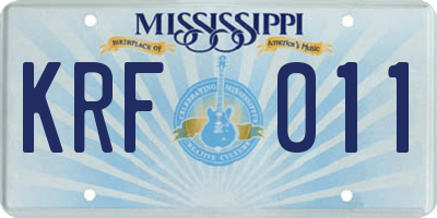 MS license plate KRF011