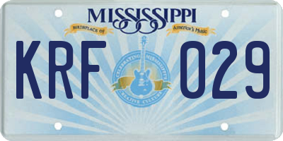 MS license plate KRF029