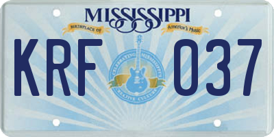 MS license plate KRF037