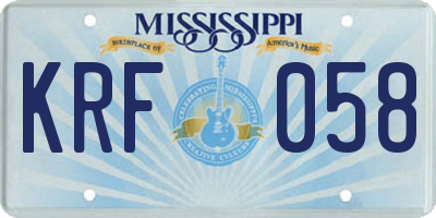 MS license plate KRF058