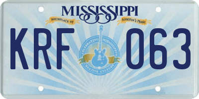 MS license plate KRF063