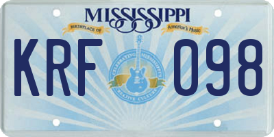 MS license plate KRF098