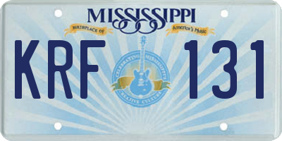 MS license plate KRF131