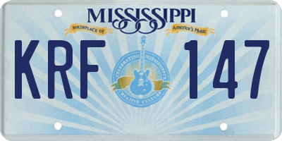 MS license plate KRF147